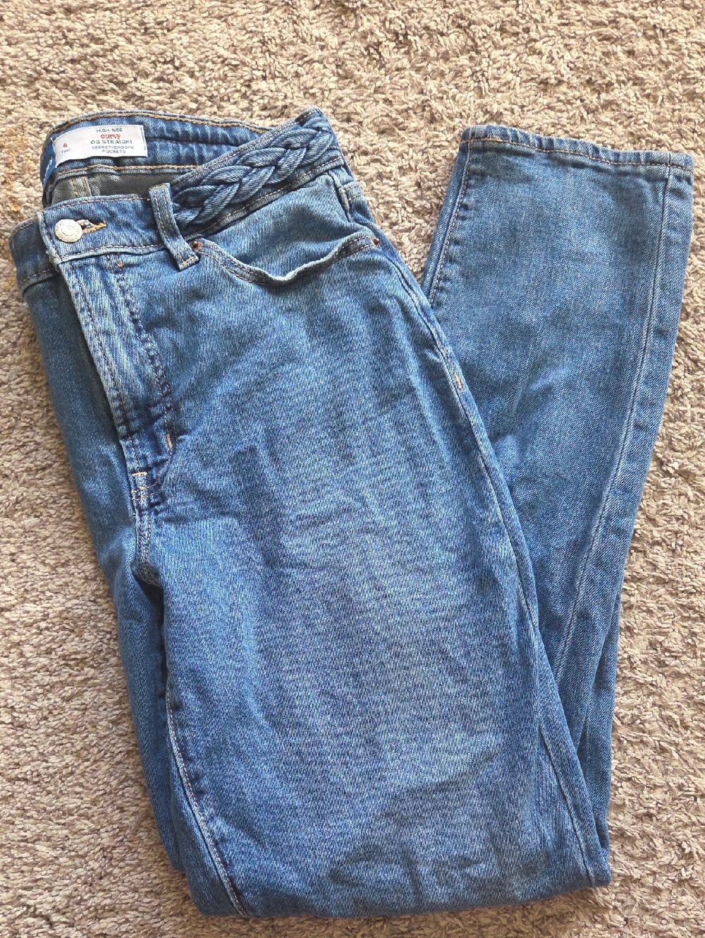 6 TALL CURVY Straight Leg High-Rise Braided Jeans - Old Navy